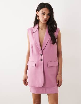 Gilet de tailleur long d'ensemble habillé - Rose mauve 34