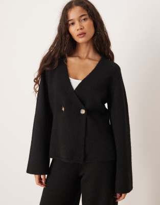 Gilet d'ensemble en maille à manches longues - Noir M
