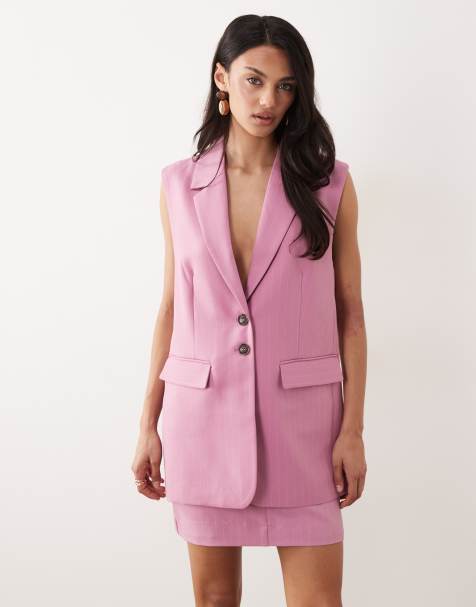 YAS - Gilet sartoriale taglio lungo rosa malva in coordinato - view 1