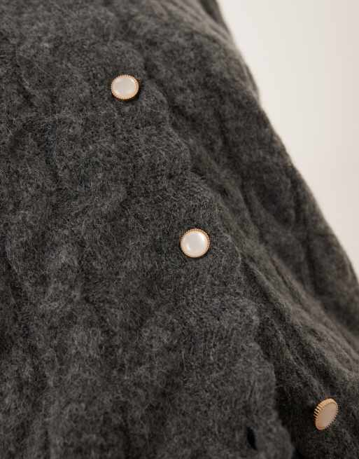 YAS - Gilet texturé à bords ondulés - Gris foncé chiné, 4 de 4