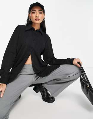 Y.A.S glitter strip shirt in black - part of a set - ASOS Price Checker