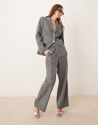 Y.a.s. Glitter Tailored High Waist Suit Pants In Gray