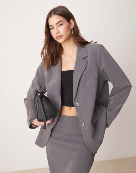 YAS – Grå kavaj i oversize och dad-modell, del av set - view 1