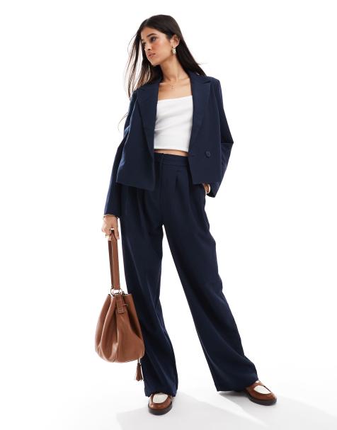 YAS high waisted tailored trousers co-ord in navy