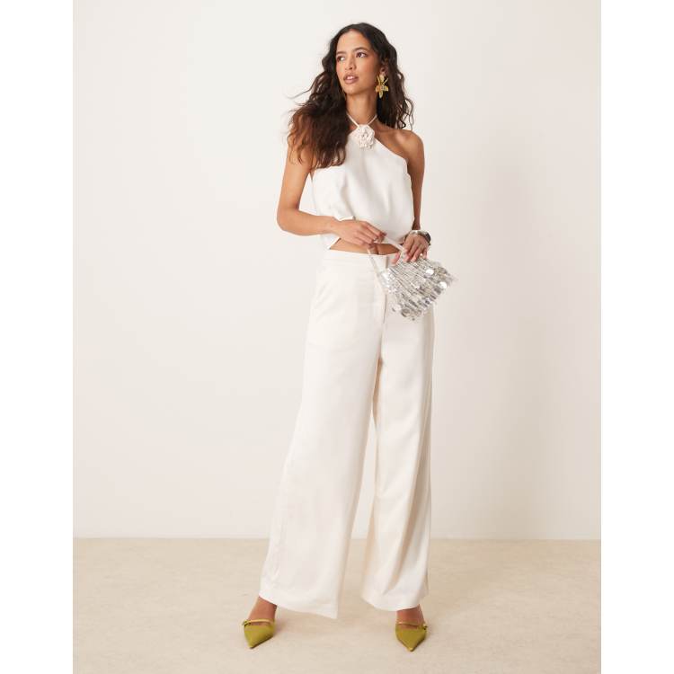 パンツ TWIN SET Satin pants Seltaon Womens Black Satin Cargo Pants High Waisted Wide Leg