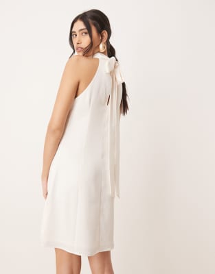 Y.a.s. Halterneck Mini Dress With Bow Back In White