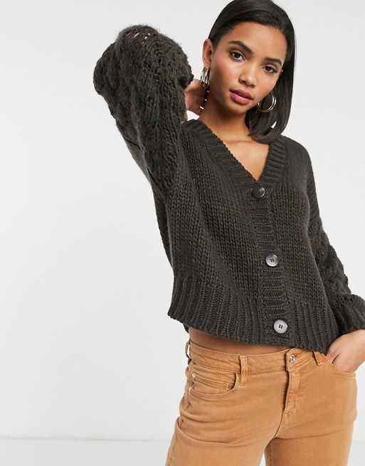 Y.A.S hand knitted cardigan in brown