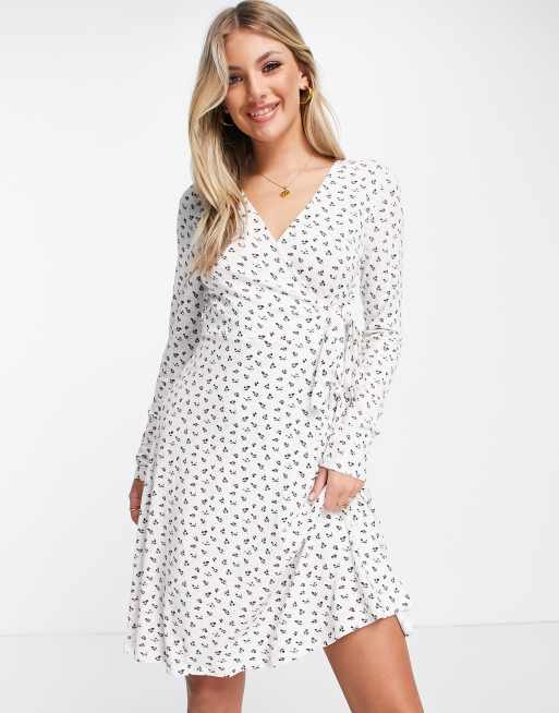 Y.A.S - Hannah - Vestito avvolgente in jersey bianco con stampa