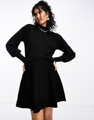 Y.A.S high neck knitted jumper with balloon sleeves in black (part of a set)