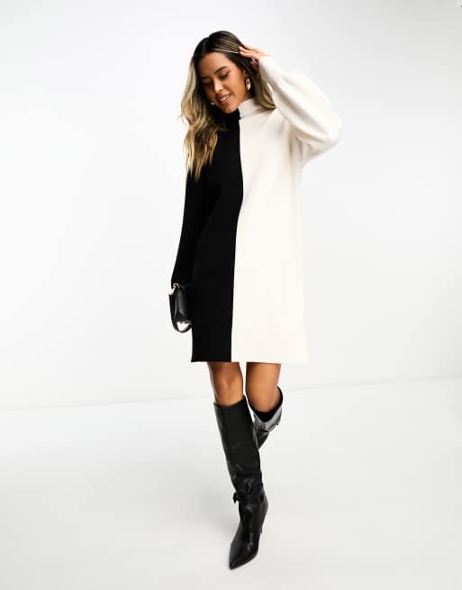 Half black half store white dress asos