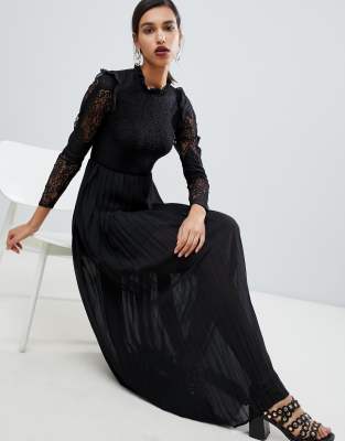 black maxi dress with lace