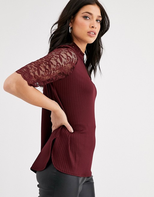 Y.A.S high neck lace sleeve top
