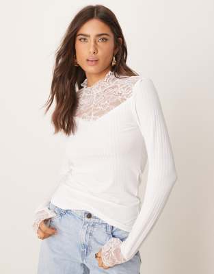 Y.a.s. High Neck Lace Victoriana Style Top In White