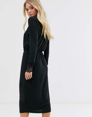 plisse dress black