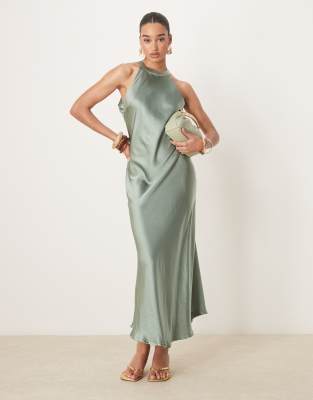 Y.A.S. HIGH NECK SATIN MAXI DRESS