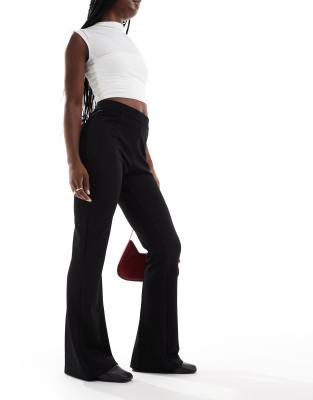 high rise flared pants in black