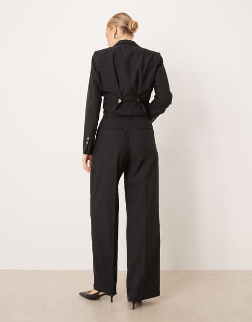 YAS high waist pleated tailored trouser co-ord in black, 4 of 5