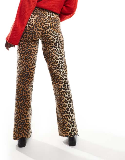 YAS high waist straight leg jeans in leopard print - MULTI, 3 of 5