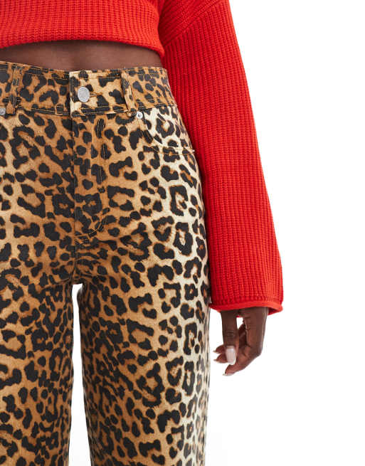 YAS high waist straight leg jeans in leopard print - MULTI, 4 of 5