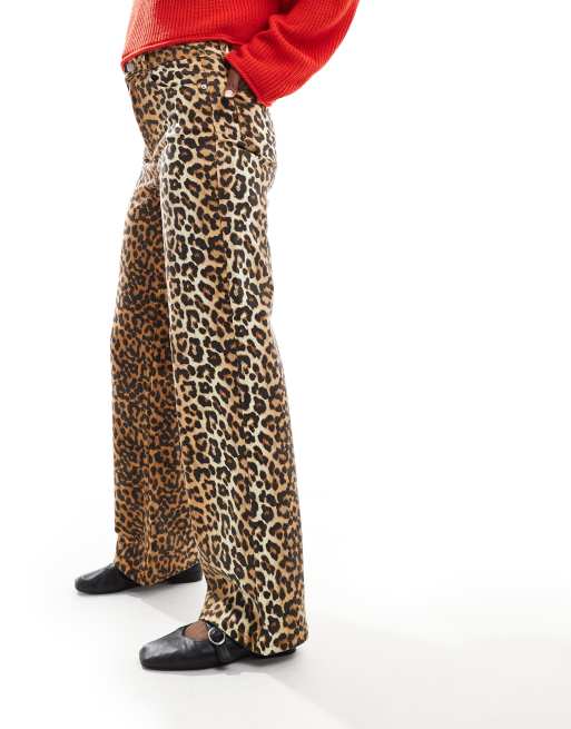 YAS high waist straight leg jeans in leopard print - MULTI, 5 of 5