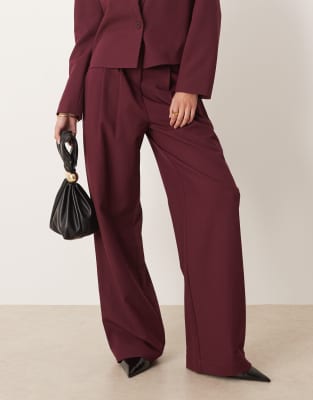 Y.a.s. High Waist Tailored Pants In Burgundy