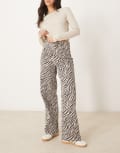 [YAS] YAS high waist wide leg jeans in zebra print-Multi W29 Chanterelle