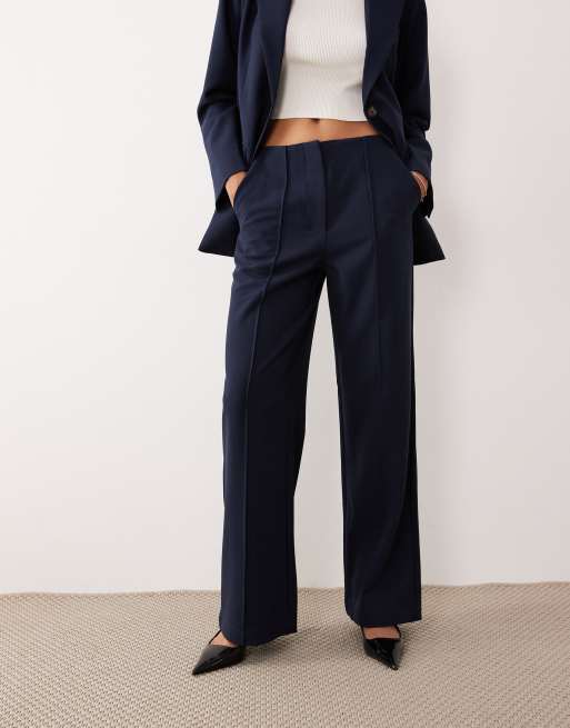 YAS high waist wide leg pants in navy - part of a set, 2 of 5