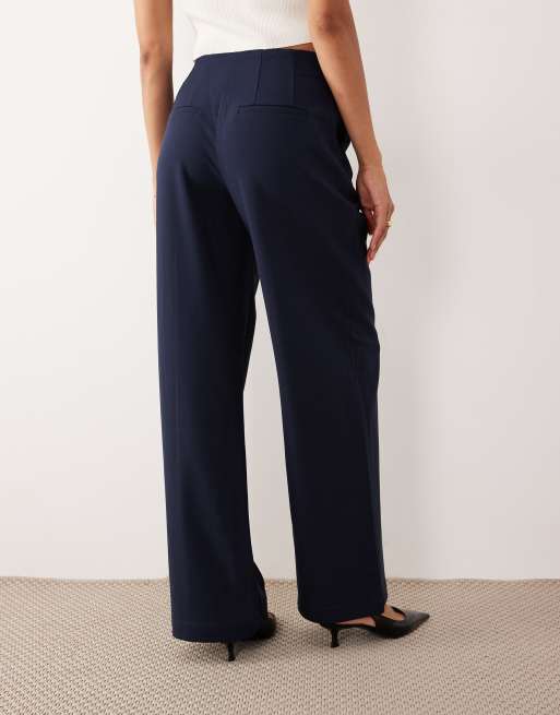 YAS high waist wide leg pants in navy - part of a set, 3 of 5