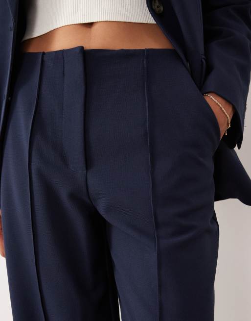 YAS high waist wide leg pants in navy - part of a set, 4 of 5