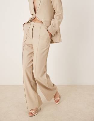 Y.a.s. High Waist Wide Leg Tailored Pants In Neutral
