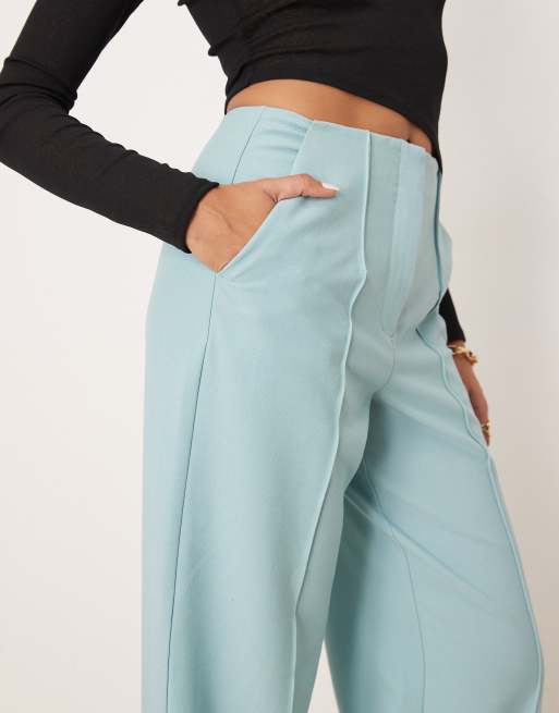 YAS high waist wide leg tailored trouser co-ord in teal blue, 3 of 5
