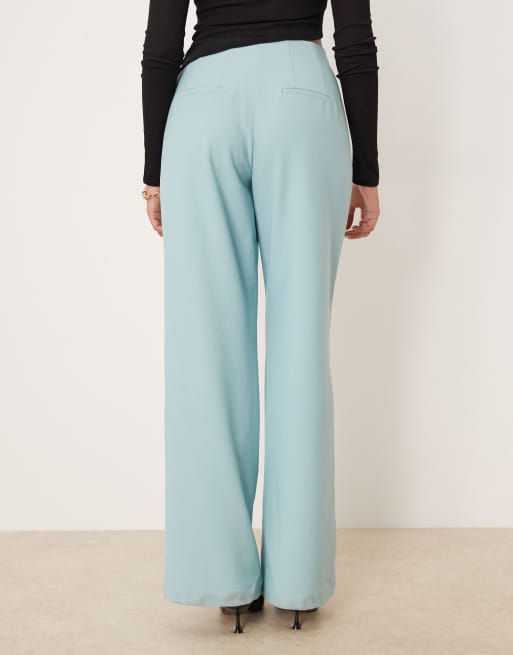 YAS high waist wide leg tailored trouser co-ord in teal blue, 4 of 5