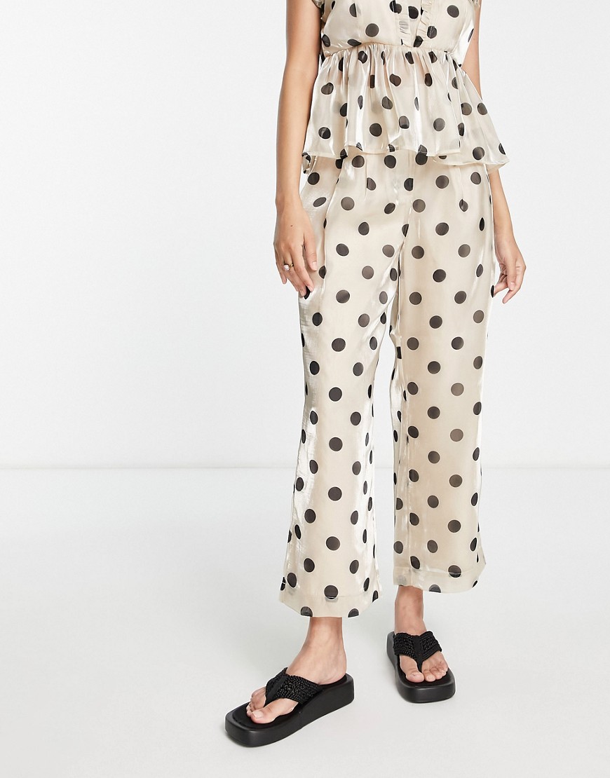 Y. A.S high waisted cropped trousers co-ord in beige spot-Neutral