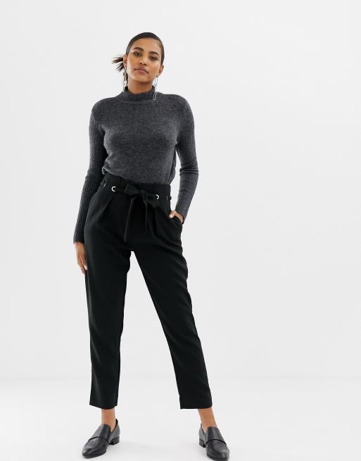 Y.A.S high waisted eyelet detail belted trouser