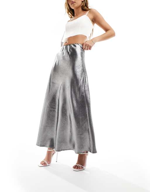 Grey high waisted maxi sale skirt