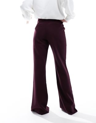 Y.a.s. High Waisted Split Hem Pants In Burgundy