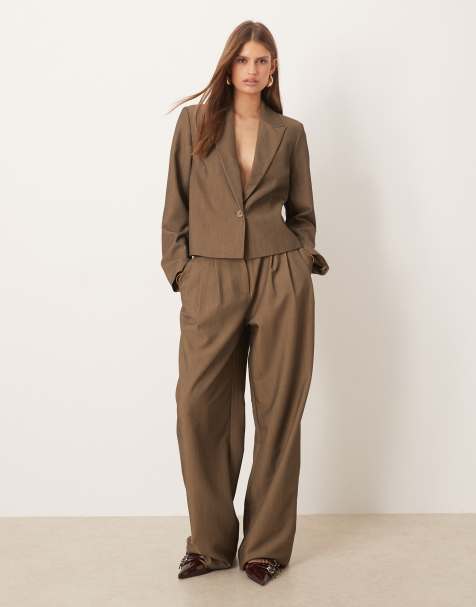 YAS high waisted tailored pants in lead grey (part of a set) - view 1