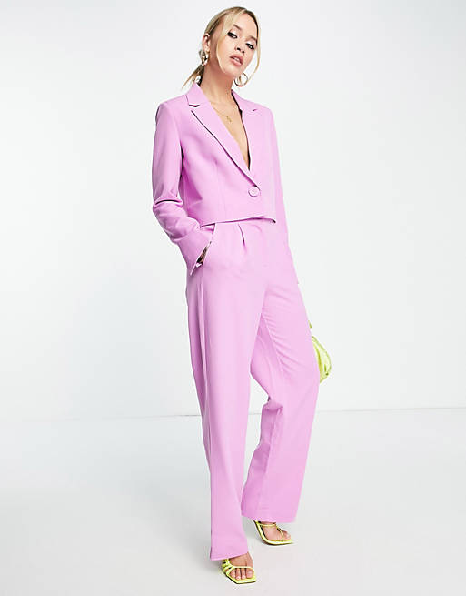 Y.A.S high waisted tailored pants in lilac (part of a set)