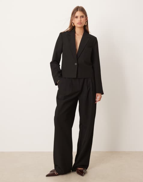 YAS high waisted tailored trousers co-ord in black - view 1