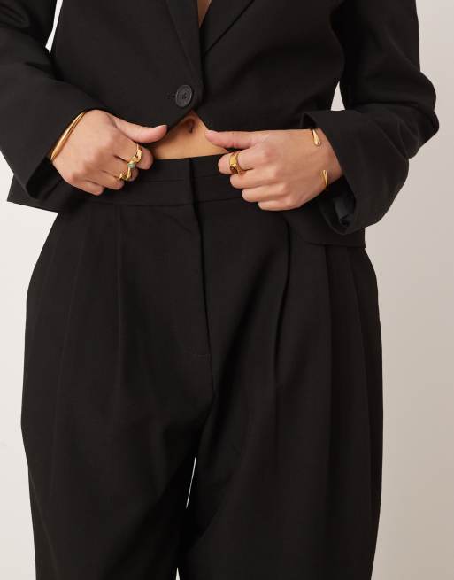YAS high waisted tailored trousers co-ord in black, 5 of 5