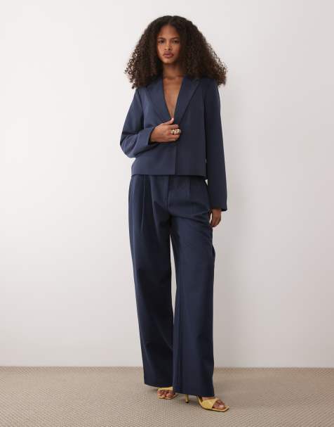 YAS high waisted tailored trousers co-ord in navy