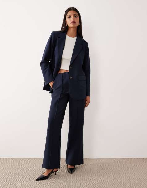 YAS high waisted wide leg trouser co-ord in navy