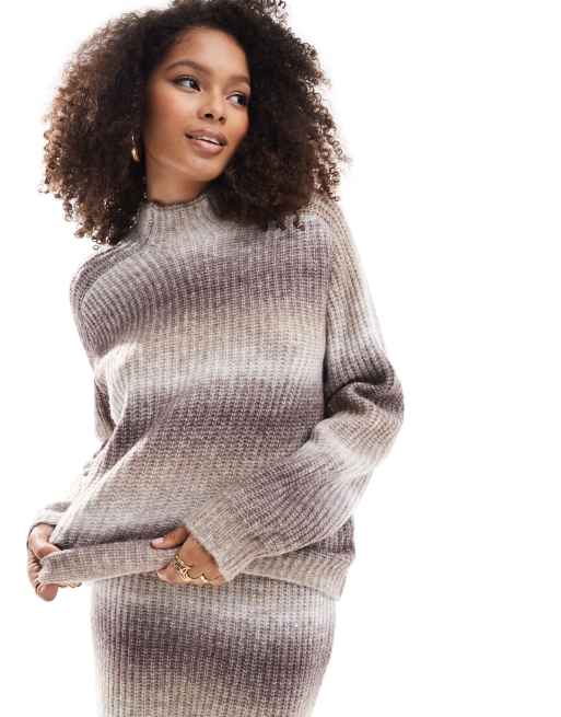 YAS – Hochgeschlossener Pullover in Neutral mit Farbverlauf, Kombiteil
