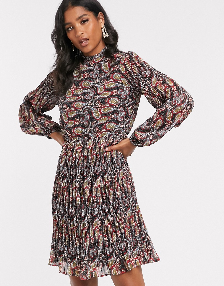 Y.A.S - Hoogsluitende mini-jurk met paisleyprint-Multi