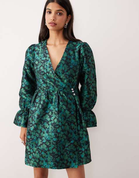 YAS - Jacquard mini-jurk met lange mouwen in zwart - view 1