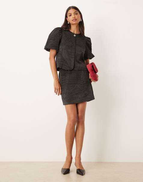  YAS jacquard mini skirt co-ord in black - view 1