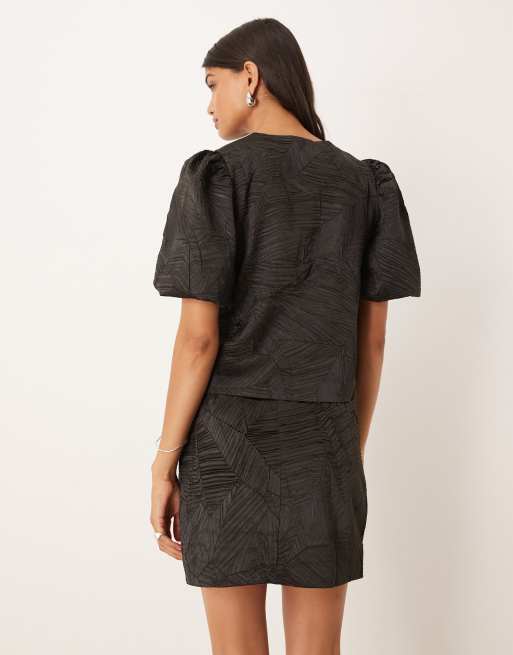  YAS jacquard mini skirt co-ord in black, 2 of 5