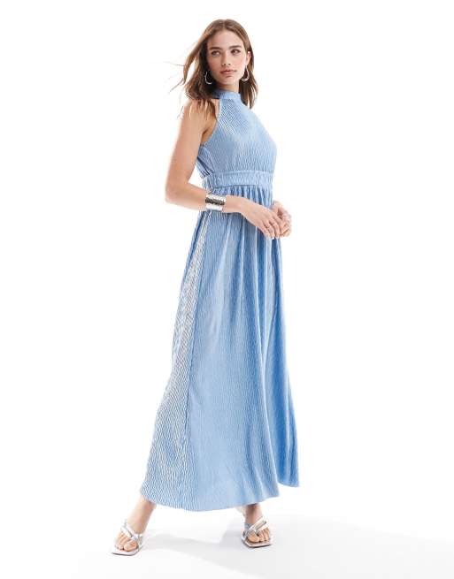 YAS – Jasnoniebieska sukienka maxi z dekoltem halter