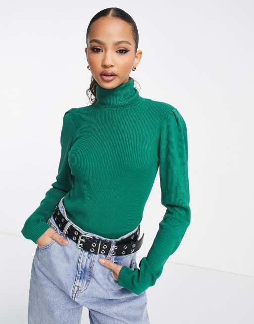 Green polo shop neck ladies jumper