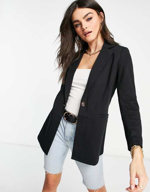 Y.A.S jersey blazer in black